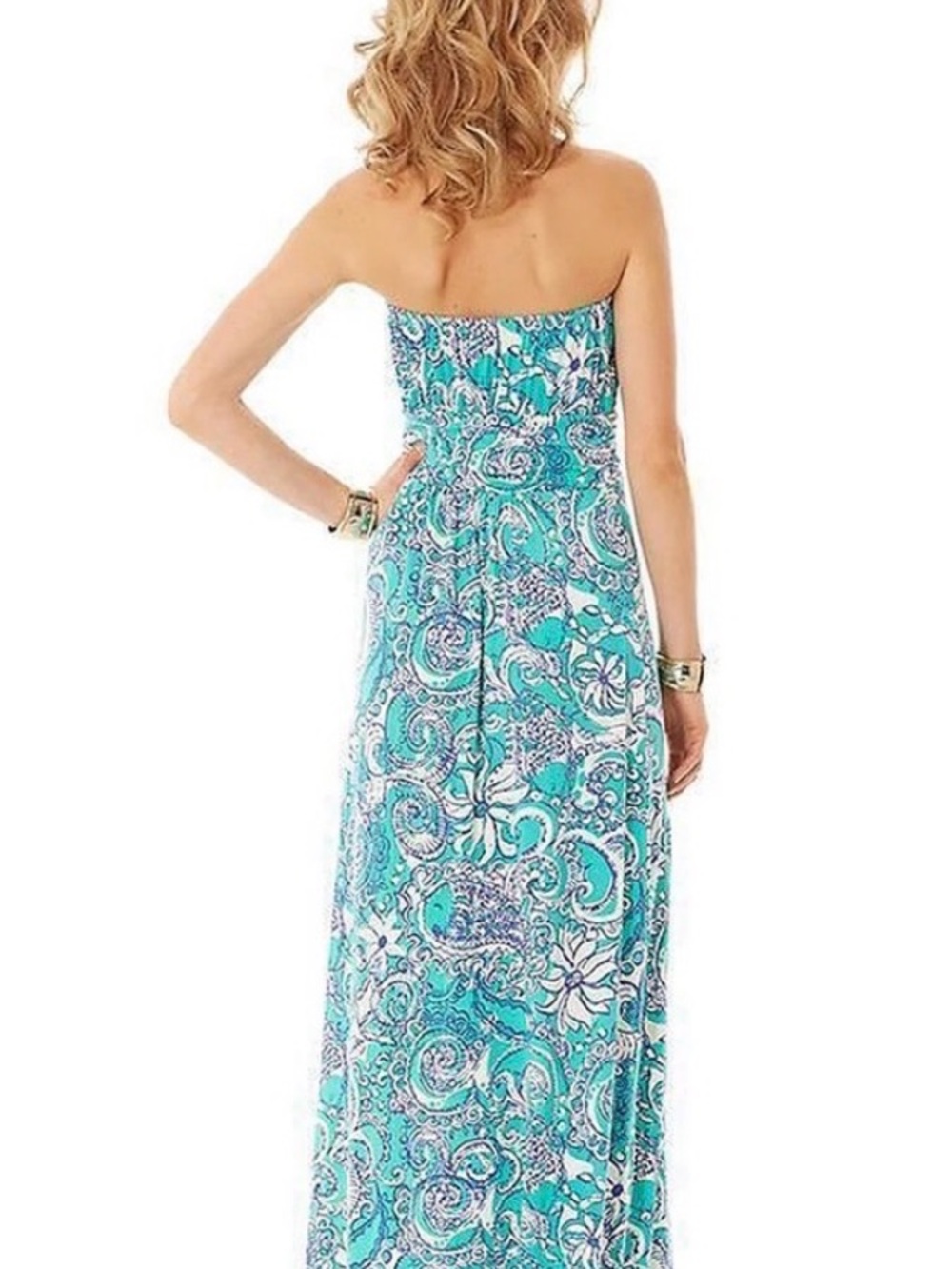 NWT Lilly Pulitzer Holbrook Strapless Maxi Dress in
"Montauk Seafoam Green" - Picture 2 of 13